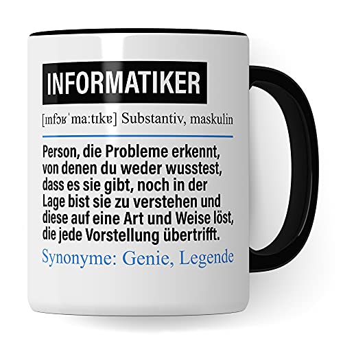 Informatiker Tasse lustig Definition, Informatik Programmierer Geschenk, Spruch Kaffeebecher Coder Geschenkidee, Kaffeetasse Entwickler Beruf Developer Becher
