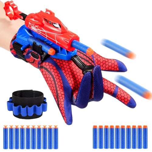 Braxel Spid-er Spielzeug ab 3-8 Jahre Junge, Spid-er Netzwerfer Handschuhe Kinder Geschenk Junge 3 4 5 6 7 Jahre Kinderspielzeug ab 3-6 Jahre Outdoor Spielzeug Junge Jahre 3-10 Ostergeschenke Kinder