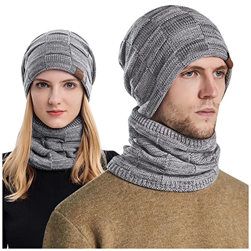 WKAYsIV Winter Head Cap warm Winter für Damenmützen, Strickhut für Männer Wintermütze 49 Junge(Grey,Einheitsgröße)