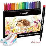 20 Textilstifte – Waschmaschinenfest und Permanent für T-Shirts, Stofftaschen, Schuhe und mehr – Ungiftig, ideal für Kinder und Erwachsene