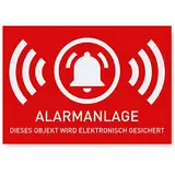 6 x Aufkleber Alarmgesichert (Klein - 5 x 3,5cm) - Schutz vor Einbruch in Auto und Wohnmobil - Aussenklebend - Alarm Sticker für mehr Sicherheit - Alarmanlage Aufkleber für außen - Geschlitzt