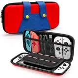 Zaxiva Tasche für Nintendo Switch/Switch OLED, Tragetasche mit 10 Kartenhaltern, Haltegurt und Hülle, Case für Nintendo Switch Konsole & Zubehör, Stylische Hülle mit Spielkartenfächern