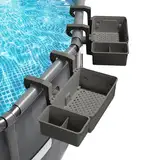Pool Aufbewahrungskorb Set inklusive Kunststoff Pool Korb Pool Getränkehalter Hot Tub Zubehör Multifunktionales Pool Zubehör für Aufstellpool Schwimmbad Oberirdischen (Grey)