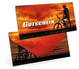 10 Premium-Gutscheinkarten DIN lang verschließbare Faltkarte für Fahrradladen, Outdoor Sport, Ausflüge