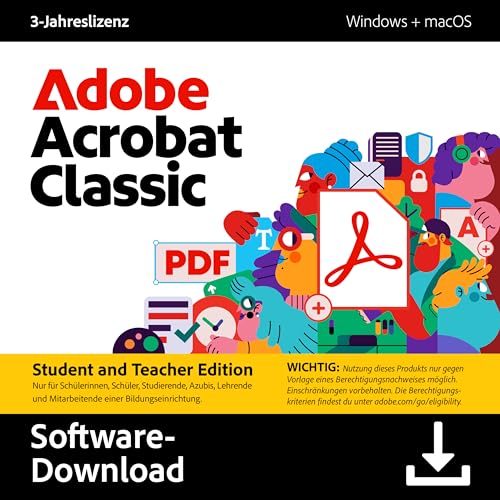 Acrobat Classic Student |PDF's erstellen, bearbeiten, signieren und teilen |3-Jahreslizenz│PC/Mac│Digital Download