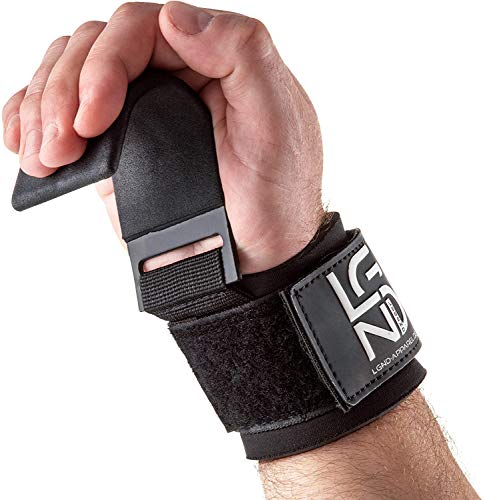 Legend Power-Zughaken für Profis - Zughilfe mit Haken - Neopren & Klettverschluss - 2er Set - Powerlifting Zughilfen mit Metall-Haken Fitness Bodybuilding Krafttraining Klimmzüge Muscle Ups