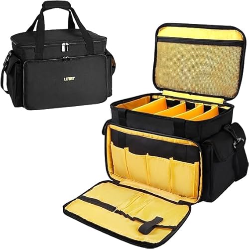 LEFOR·Z DJ Tasche,Kabel Organizer Tasche mit Abnehmbarem Gepolstertem Boden und Trennwänden,DJ Kabeltasche für DJ-Equipment,Musikinstrumente und Zubehör