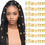 Tyqour 48 Stück Gold Dreadlocks Schmuck, Gold Braids Schmuck, Verstellbar Gold-Haarschmuck für Zöpfe, Loc Schmuck für Haare mit Dreadlocks, Haarspiralen Clips HaarSchmuck für Dreadlocks