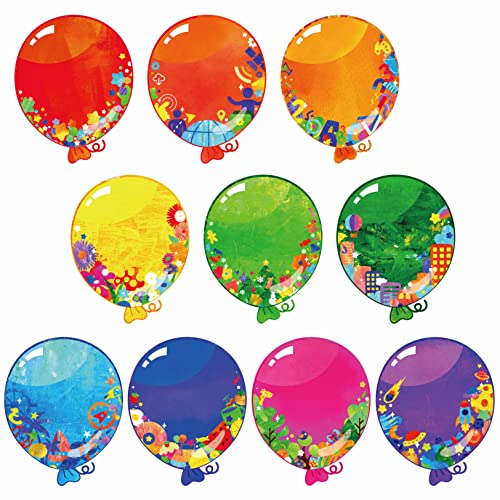 50 Stück Ballon-Ausschnitte, bunte Ballon-Akzente, Ausschnitte, Pinnwand, Klassenzimmer-Dekoration in 10 Designs, DIY-Bastelprojekt, Partyzubehör für Kinder, Lehrer, Schüler, Schulanfang, 14 x 11.5cm