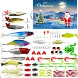 Angel-Adventskalender 2024, Erwachsene, Herren, Jungen, 24 Tage, Countdown-Kalender mit Löffeln, Crankbait VIB, Weihnachten, Angeln für Vater, Granpa, Freund, Timer, Uhr (Blau, 19 x 10,6 x 3,3 cm)