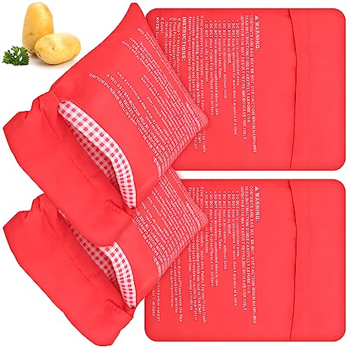 OVBOVA 4 Stück Mikrowellen Kartoffelbeutel,Wiederverwendbarer Mikrowelle Kartoffeln Tasche,Waschbar Kartoffel Tasche, Microwelle Kochtasche Tortillas Maiskolben Express Backen Werkzeug Beutel