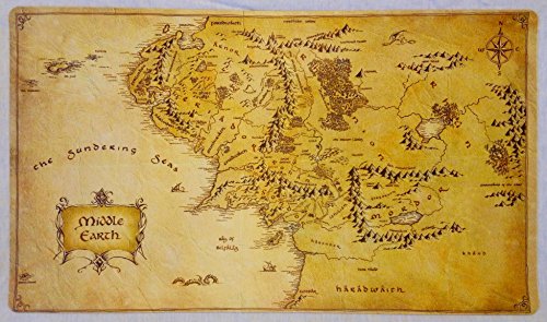 Herr der Ringe Mittelerde Karte LOTR TCG Spielmatte, 61 cm breit, 35,6 cm hoch, für Sammelkartenspiele, glatte Stoffoberfläche, Gummiunterlage