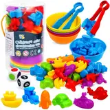 Skrtuan Spielzeug Ab 3 Jahre,Montessori Spielzeug Farben Lernen 3 4 5 Jahre,STEM Mathe Spielzeug Mit Passenden Bechern Und Pinzetten,Feinmotorik,Farben Zu Unterscheiden Spielzeug