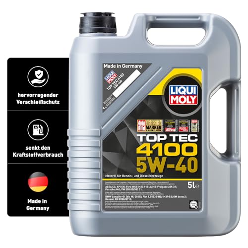 LIQUI MOLY Top Tec 4100 5W-40 | 5 L | Synthesetechnologie Motoröl | Art.-Nr.: 3701, farblos