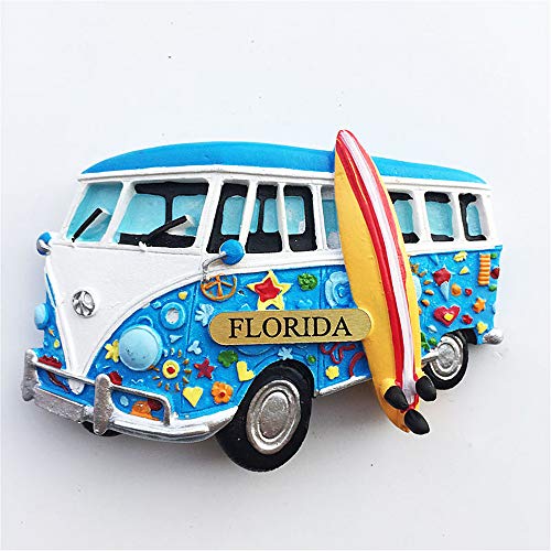 3D-Bus-Form Florida United States of America Kühlschrankmagnet Reise-Souvenir Geschenk Zuhause Küche Kühlschrank Dekoration Magnetaufkleber Craft Collection