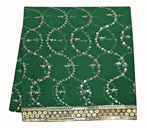 PEEGLI Jahrgang Grünes Dupatta Blatt Bestickter Georgette Textilstoff DIY Craft Decor Tuch