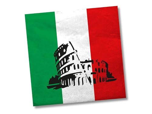 20 Papierservietten im * ITALIEN * für Party und Geburtstag von DH-Konzept // Servietten Napkins Feier Fete Set Italienische Nacht Mottoparty rot weiss grün