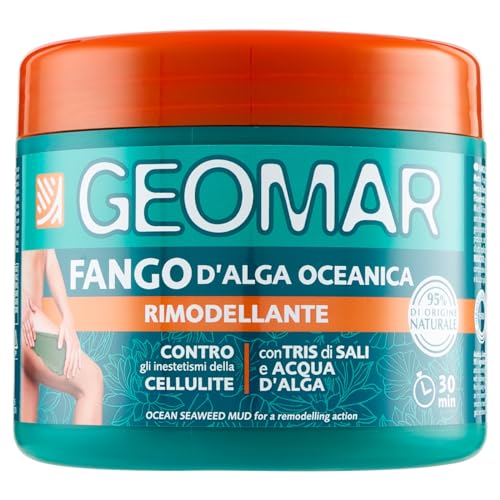 GEOMAR | Klärschlamm aus Ozeanalgen gegen die Unvollkommenheiten der Cellulite, 95% Natürlichen Ursprungs mit Tris Salzen (Meersalz, Epsom und Totes Meer) und Algenwasser, Made in Italy, 600 g