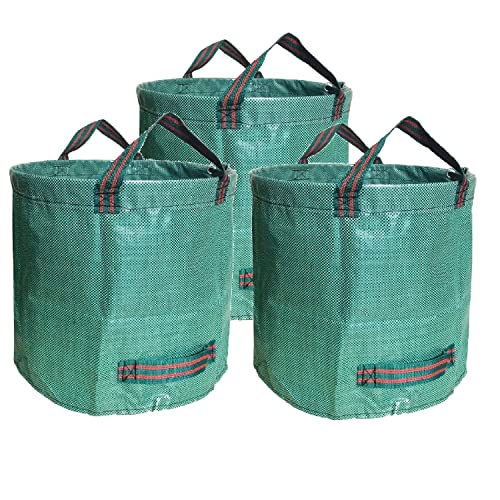 3er Set Gartensack -500L Gartenabfallsack mit extra verstärktem Boden -Heavy Duty Gartenarbeit Säcke, Rasen-Säcke, Wiederverwendbare Mülleimer, für Gras Laub Gartenabfall Grünschnitt