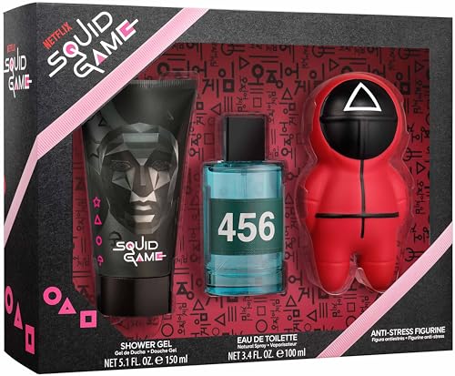 Netflix Squid Game Gift Set - EDT 100ml, Shower Gel 150ml, and Anti-Stress Figurine