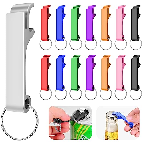 Sinofort 24 Stück Flaschenöffner Schlüsselanhänger Aluminium Bieröffner Silbrig Schlüsselanhänger Flaschenöffner Mini Bottle Opener für Bar Party Camping und Familie