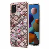 Miagon Hülle Handyhülle für Samsung Galaxy A21S,Slim Dünn Schale Marmor Serie Cover TPU Bumper Kratzfest Schutzhülle Hülle,Rose Waage