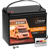 EXAKT LiFePO4 100Ah 12V inkl. BMS Lithium Batterie Solarbatterie Akku Wohnmobil Solar Bootsbatterie USV