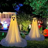 Halloween Ghost Light Up, Spooky Ghost Halloween Decor, Battery Operated LED White Ghost, Scary Ghost for Indoor Party Home Table Room Kitchen Office