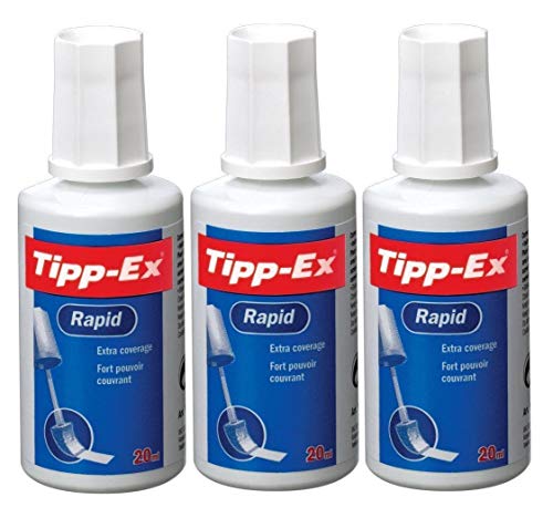 Tipp-Ex Schnellkorrekturflüssigkeit Tippex Flaschen, gebürsteter Verschluss, 3 Flaschen