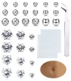 Adramata Fake Bauchnabelpiercing, Nasenpiercing, Ohrstecker, Augenbrauenring, Lip Piercing, Labret Stecker, Non Piercing Nasenringe, Bauchnabel Schmuck