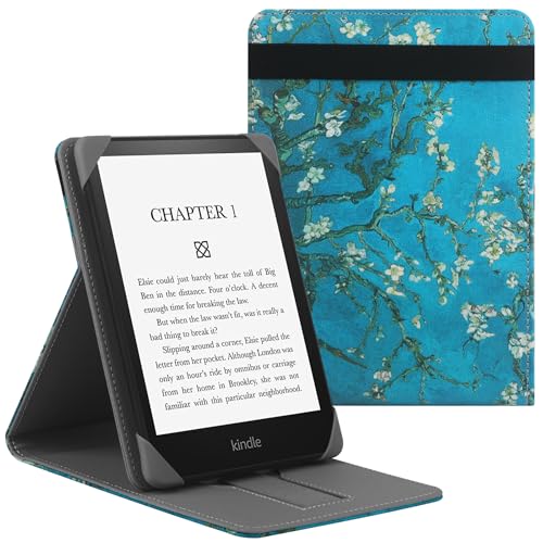 ZOENHWA Universal Hülle für 6.8" Kindle Paperwhite Kompatibel mit 6"-6.8" Kobo/Pocketbook/Tolino/Sony E-Book eReader Kindle Paperwhite/6" Neue Kindle 2022 & 2019/Leder Stand Schutzhülle,Blumen