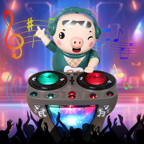 DJ Elektrische Musik Tanzendes Schwein Spielzeug, DJ Schwingendes Schweinchenspielzeug, Schweinchen Spiel mit Musik und Lichte, DJ Musik Tanzendes Schwein Spielzeug für Kinder