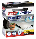 tesa extra Power Perfect Gewebeband - Gewebeverstärktes Ductape zum Basteln, Reparieren, Befestigen, Verstärken und Beschriften - Schwarz - 2,75 m x 19 mm