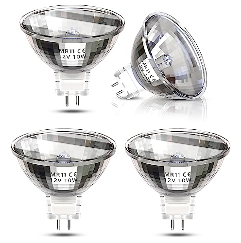 Bonlux Halogen 12V 10W Birne, MR11 GU4 Halogen Leuchtmittel, Dimmbare G4 Halogenlampen, 10W Halogen- stiftsockellampen, Mini-spotlight Halogen Birne, 35mm Durchmesser, Warmweiß 2800K, 4 Stück