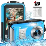 Yixinxin Unterwasserkamera 4K Digitalkamera wasserdichte 56MP Autofokus wasserdichte Kamera Fotokamera mit 32GB Karte