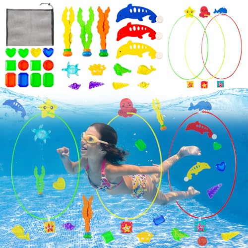 Diving Toys Poolspielzeug-Set mit Torpedos Tauchset Kinder Tauchringe für Kinder Unterwassertraining Kinderbeckenspiele Kinder Outdoor Spielzeug Unterwasserspiele Party Wasserspielzeug Geschenke