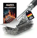 AUXHCYL Grillbürste Edelstahl, 3-in-1 Grill Bürste mit Schaber, PP Wärmedämmung Drahtbürste Grill, 45.5cm Extra Langer Edelstahl BBQ Grill Reinigungsbürste für Gasgrill, Holzkohlegrill, Grillrost