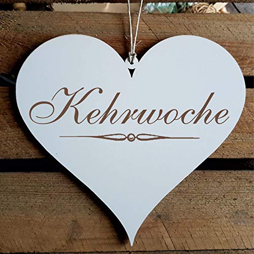 KEHRWOCHE Schild Herz ca. 13 x 12 cm - Türschild Hausordnung