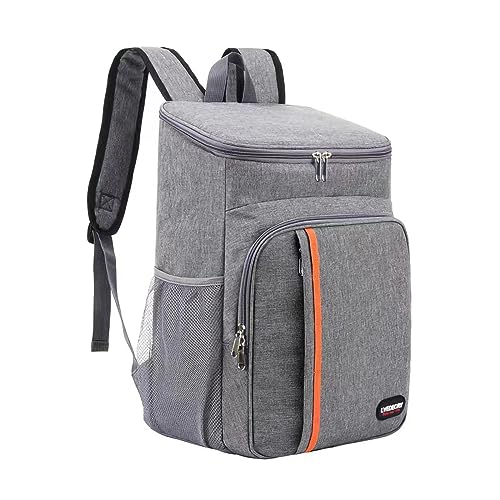 LVEDEORY 22L Kühlrucksack Kühltasche Rucksack groß Lunch Bag， Geeignet für Outdoor，Picknick，Barbecue，Strand，Party，Camping，(grau)