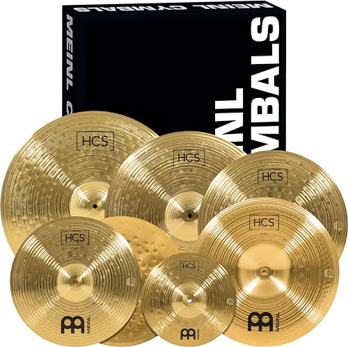 Meinl Cymbals HCS Super Schlagzeug Becken Set (Video) Box Pack mit 14 Zoll Hihat, 20 Ride, 16 Crash, 18 Crash, 16 China und 10 Splash (25,40-50,80cm) Messing, traditionelles Finish (HCS-SCS)