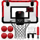 Yimore Mini Basketballkorb Indoor fürs Zimmer, Basketballkorb Kinder Outdoor, Basketball Korb mit Automatischer Wertung mit 4 Bällen, Spielzeug Basketballkörbe Tür Set Jungen Geschenk
