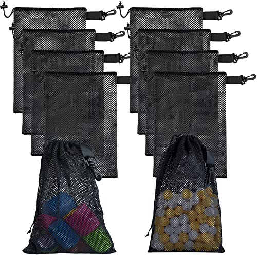 JYiuog 10 Stück Nylon-Netztaschen mit Kordelzug und Clips, tragbare Aufbewahrungstaschen für Spielzeug, Sport, Aufbewahrung, Tauchen, Outdoor-Aktivitäten und mehr,Schwarze(10 Stück, 20x30cm)