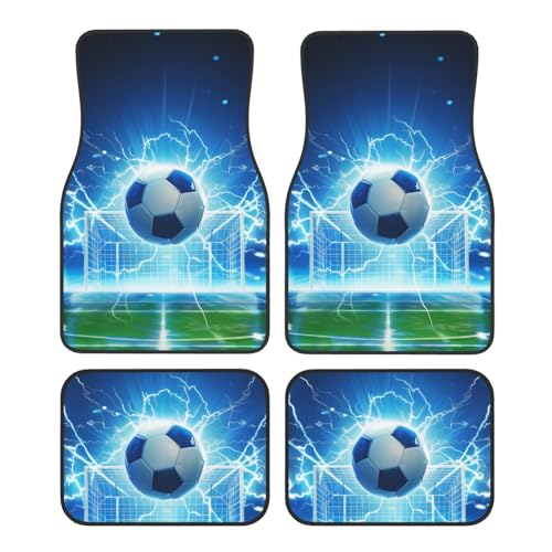 Mexpekil Fußball Lightning Auto Matten 4 Stück Universal Auto Fußmatten Anti Rutsch Auto Fußmatten Dekorative Auto Teppich Protektoren für SUV Van Truck