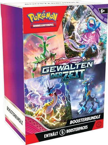 Pokémon-Sammelkartenspiel: Boosterbundle Karmesin & Purpur – Gewalten der Zeit (6 Boosterpacks)