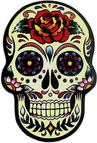 KUSTOM ART Mexikanischer Schädel Magnet (Serie Mignon) im Vintage-Stil für Kühlschrank/Garage/Bar. Handwerkskunstdruck auf Holz (MDF), 4,7 x 3,5 cm, 1 Stück