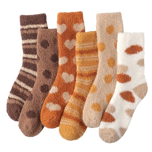 Blu Ninfee Kuschelsocken Damen Flauschige Kuschel Socken 6 Paar, Dicke Weiche Bettsocken Schlafsocken Mädchen, Warm Winter Flauschsocken Kuschelige Socken