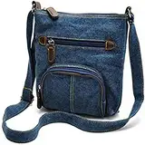 DELURA Umhängetasche mit mehreren Taschen, Denim-Geldbörse for Damen/123 (Color : Dark Blue)