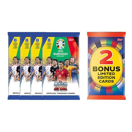 Topps Euro 2024 Offizielles Match Attax Produkt - Umweltfreundliches Mega Multipack (reduzierte Packung) - Enthält 32 Euro 2024 Match Attax Karten und 2 zufällige limitierte Auflage.