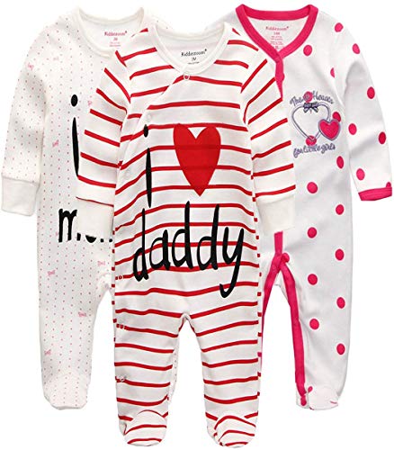 Kiddiezoom Baby-Jungen Mädchen Schlafstrampler, 3er Pack