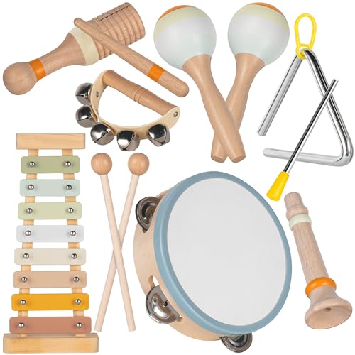 Stoie's Holz-Musikinstrumente für Kleinkinder im Alter von 1-3 Jahren, Montessori Baby Musikinstrumente für Kleinkinder von 3–5 Jahren, Musikinstrumente